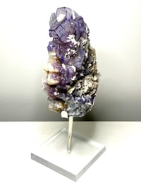 Image 9 of QR Code Fluorite & Barite Specimen On Stand #2585