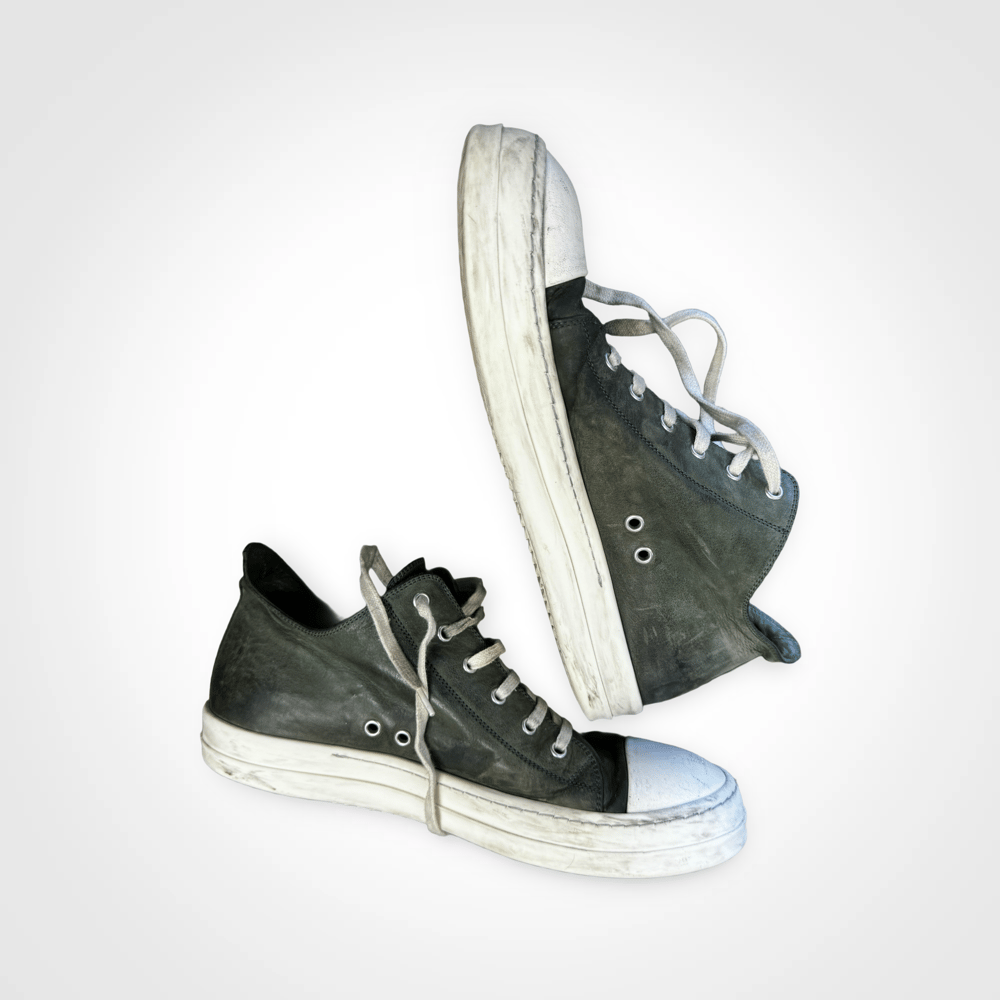 Image of Rick Owens Faded Green Lowtop Ramones