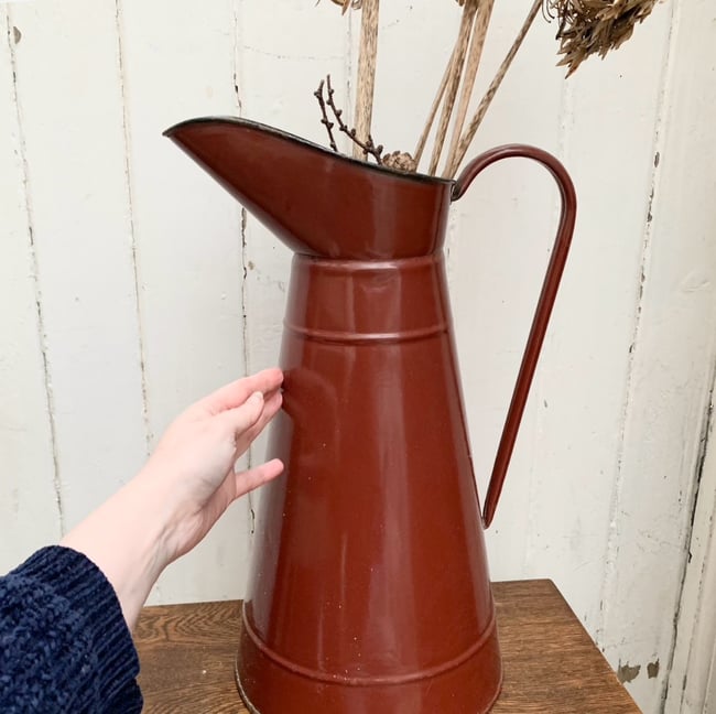 Burgundy French Enamel Jug