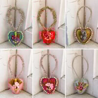 Image 2 of Fuchsia Valentine Heart with Rhinestones and Vintage Florals