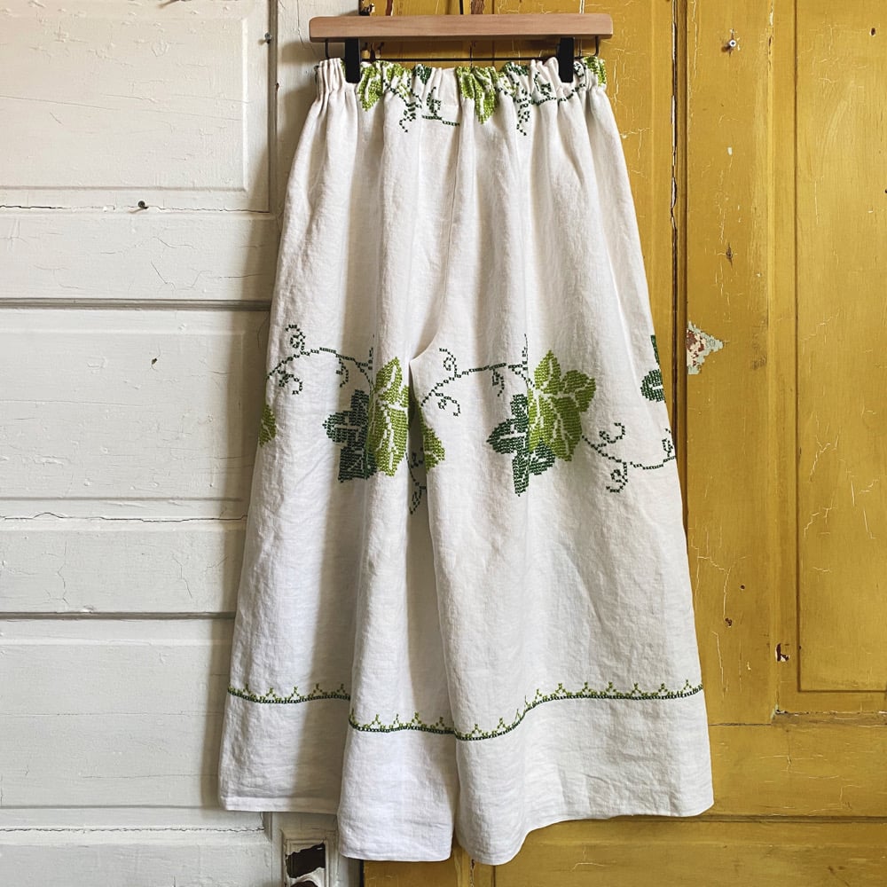 Image of Ivy Linen Cross-stitch Granny Pants