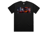 Image 1 of Oversized Black "FERRARI" Tee W/Orange Writing