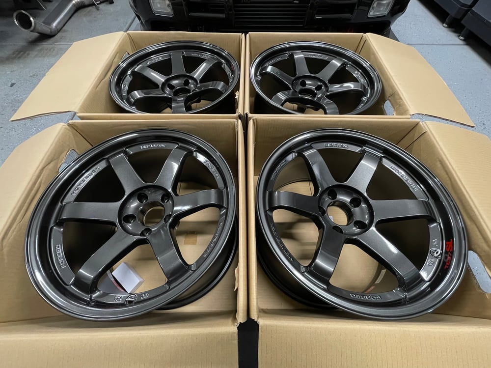 Image of Rays Volk TE37 TE37SL NEW IN BOX 5x114.3 18x11” +18 Square Diamond Black GTR EVO