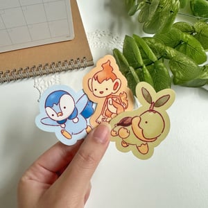 Image of Gen 4 Starter Pokémon Waterproof Stickers