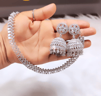 Image 1 of Reena-  American Diamond Necklace Set  with Earrings  Copy