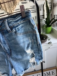 Image 2 of fashion Nova distressed denim shorts 