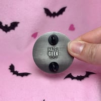 Image 3 of 1.75 Inch Dot/Binome - Antique Silver Finish Icon Pin