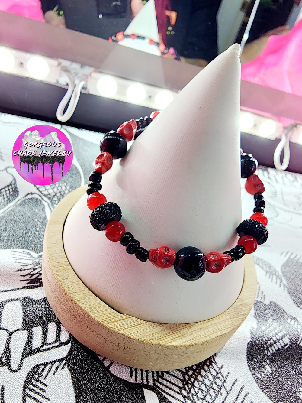 Image of Red n Black Skull Bracelet