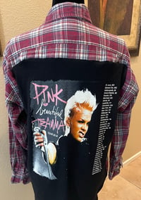 Vintage Magenta/Blue/White Flannel Shirt Pink