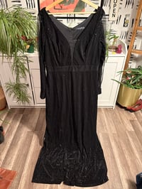 Image 1 of Black velour and sheer dress 