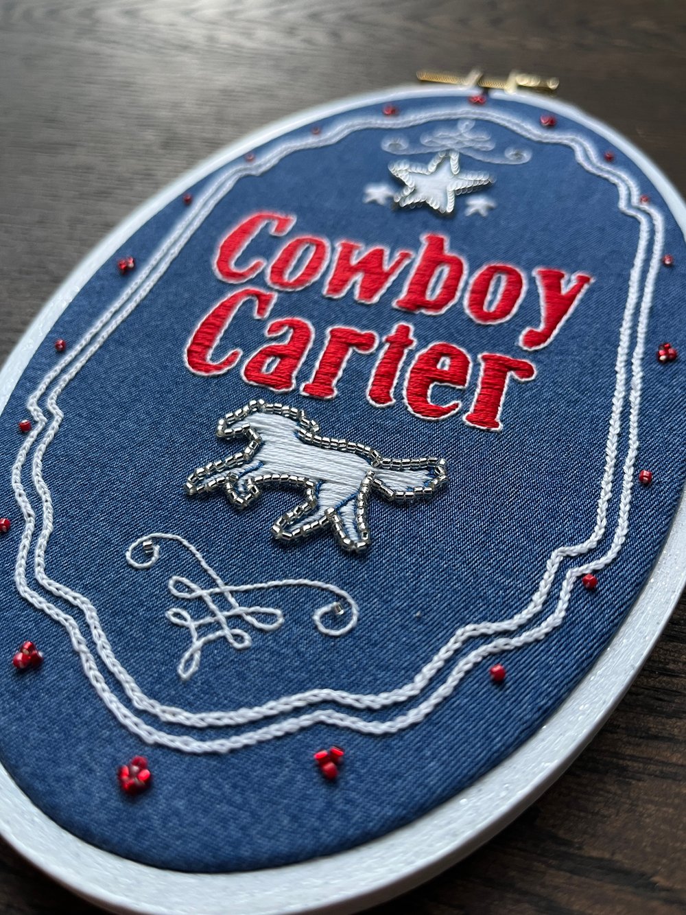 Image of Cowboy Carter Embroidered and Beaded Hoop