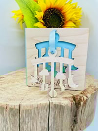 Image 2 of Wooden Baby Boy Card With Hanging Ornament