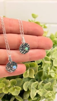 Image 2 of Sterling Silver Hammered Disc with opal details