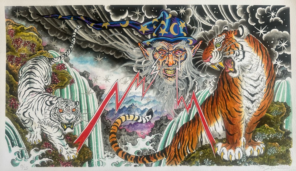 Image of Tim Lehi Hand Embellished "Tiger Book Cover" Giclée Print Signed & Numbered 8/25