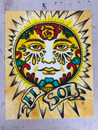 Image 2 of Traditional Tattoo Sun "El Sol" Loteria Mexican Folk Art Print 