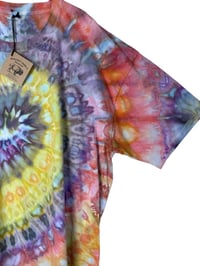 Image 3 of 3XL Adult Combed Cotton Tee in Earthy Bright Spiral Ice Dye