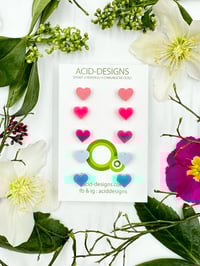 Set 5 párů srdíček pastel 