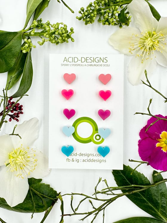 Image of Set 5 párů srdíček pastel