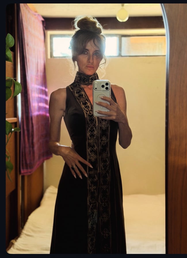 late 60s epic velvet choker maxi dress