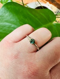 Image 4 of size 8 green tourmaline ring with sterling silver twig band