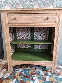 Image 2 of Buffet ancien revisité vert olive et fleurs anciennes 