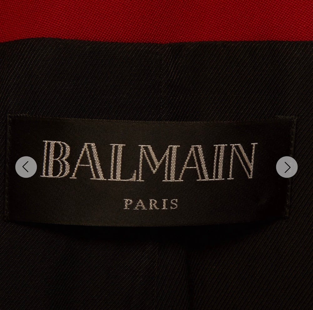 Image of BALMAIN RED DOUBLE-BREASTED TAILOR BLAZER (SIZE 40)