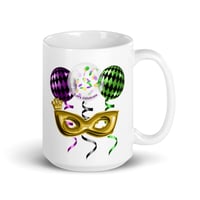 Image 4 of Let's Celebrate, Mardi Gras White glossy mug