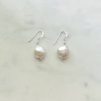 Image 1 of Coin Pearl and Sterling Silver Earrings 