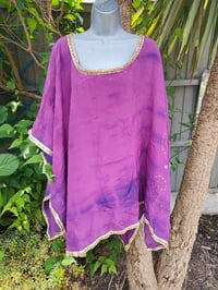 Image 4 of Poncho Woodstock Top -free size purple