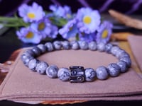 Image 5 of Lapis Lazuli & Map Jasper 2pc  Stacked Bracelet Set Men Stretch Bracelet