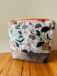 Image 2 of Fabric Zipper Pouch - Australian Animals on Light Blue