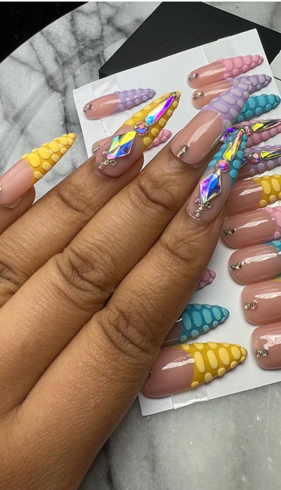 Image of Pick a Colorful alligator 20 piece or 10 piece press on nail set