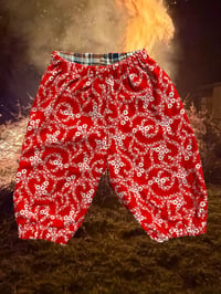 Image 1 of LITTLE PANTS - red cord and flannelette 