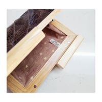 Image 4 of Burgundy Croc Leather & Timber Clutch