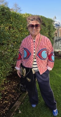 Image 1 of Wanderlust - Velvet evil eye protection jacket - Light pink 6- 14