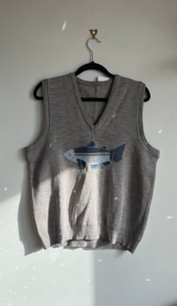 Image 1 of M/L grey sardine sweater vest 