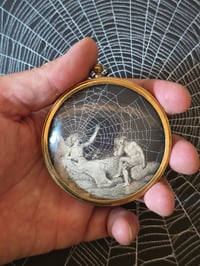 Image 1 of “Paradise lost & Regained  " 1800's engraving  with preserved spider web - 5