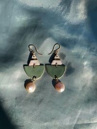Image 1 of SAIL EARRING - WHITE OPAL+ GOLD, BLUE STONE, PEARL
