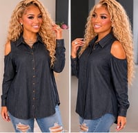 Image 12 of New Large D& Co Open Shoulder Denim Top #1252*10