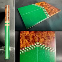 Image 1 of Ironwood Burl & Green Glass Micarta Segmented Knife Scales