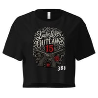 crop top ladies love gun roses black