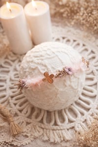 Image 3 of Halo mohair rose pâle et or