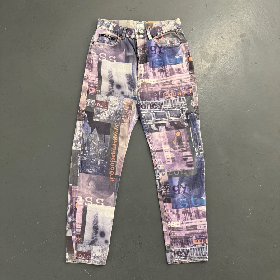 Image of Women’s Moschino all over print trousers, size 28" x 28"