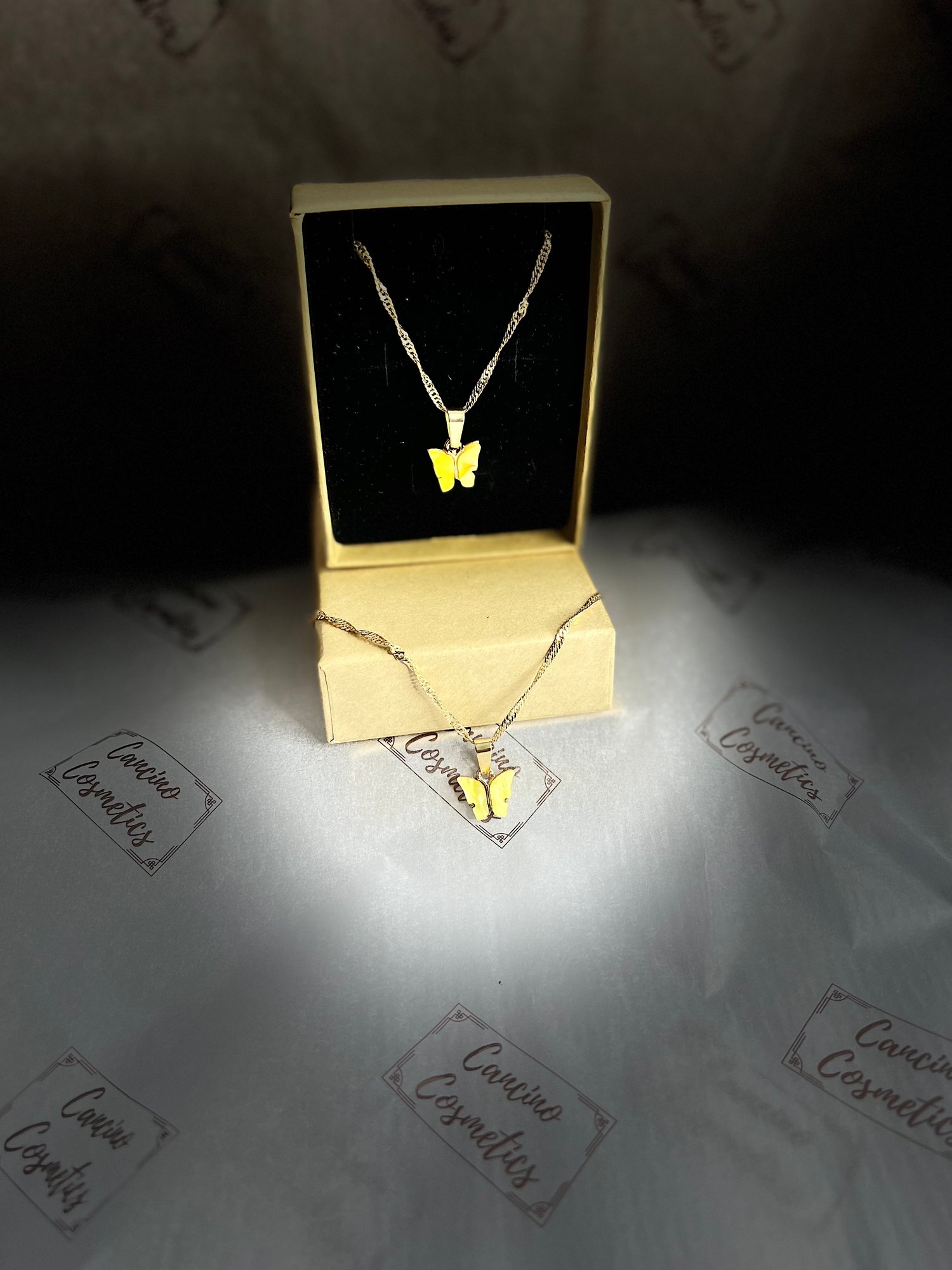 Image of YELLOW BUTTERFLY CHARM NECKLACE