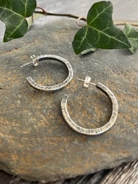 Image 2 of Textured Open Hoop stud earrings