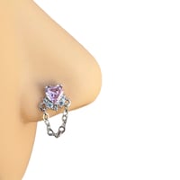 Image 1 of Heart chain dangle stud