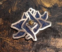 Image 1 of 1/1 Lapis/natural gold set in 96% silver pendant v2
