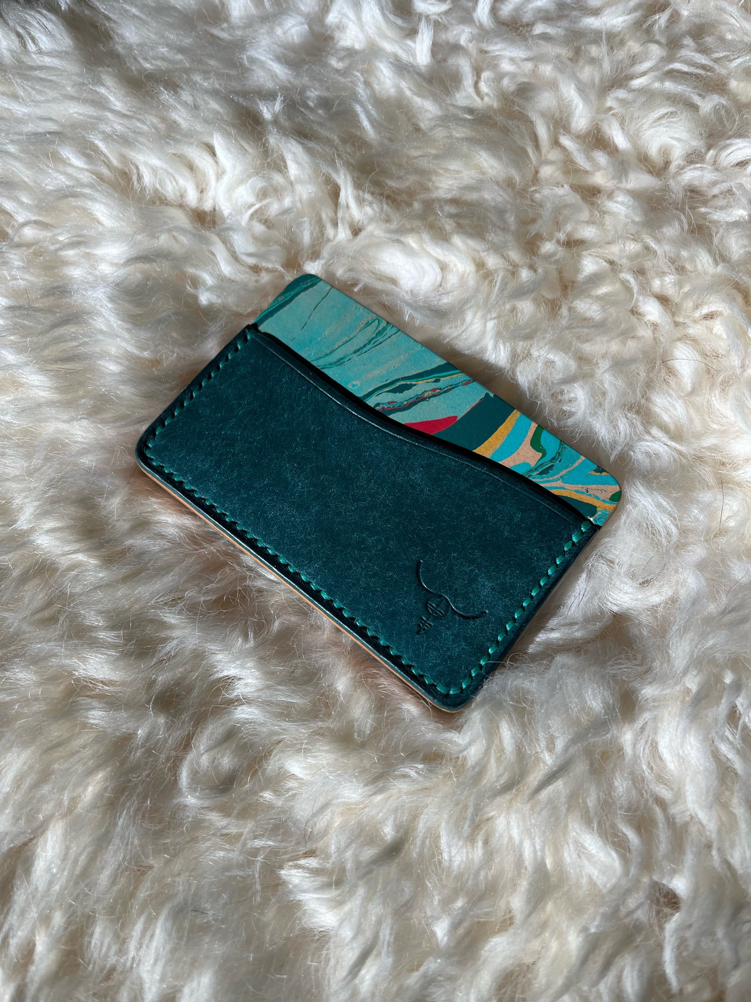 Image of Ortensia Pueblo/Seafoam Marbled Horizontal Cardholder 