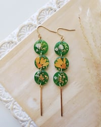 Green Boho Floral Dangle Drop Earrings 