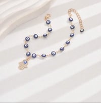 Image 2 of Evil Eye Hamsa Hand Anklet